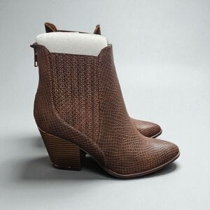 Soda Brown Textured Ankle Booties